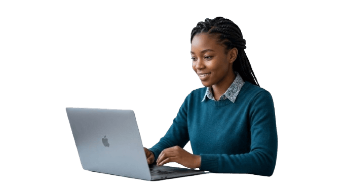 Young African student learning on a laptop